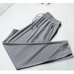 Pantalons taille élastique saison été gris en fil filet Taille 3 XL plus size look fashion pour homme 