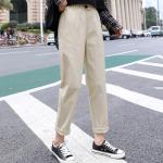 Pantalons taille haute d'automne kaki Taille 3 XL plus size look casual pour femme 