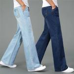 Jeans évasés bleues claires en denim Taille L look fashion pour homme 