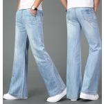 Jeans évasés bleues claires en denim à motif USA Taille L look fashion pour homme 