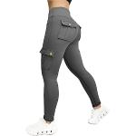 Pantalons de randonnée gris camouflage en velours troués stretch Taille XXL plus size look fashion pour femme 