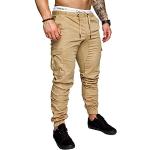 Pantalons de randonnée kaki en cuir synthétique à motif ville stretch Taille XXL plus size look casual pour homme 