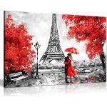Tableaux sur toile rouges en pin Tour Eiffel 