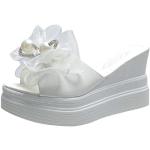 Sandales de mariage blanches à strass en cuir à bouts ouverts Pointure 37,5 look fashion pour femme 