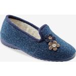 Chaussons Blancheporte bleus en laine pour pieds larges avec un talon entre 3 et 5cm pour femme 