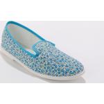 Charentaises bleues à fleurs en textile Pointure 37 pour femme 