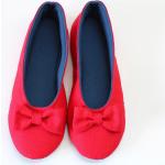 Chaussons ballerines rouges en jersey lavable en machine pour pieds larges Pointure 41 look casual pour femme 