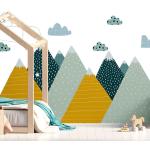 Papiers peints panoramiques multicolores en papier auto-adhésifs scandinaves 