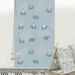 Papiers peints panoramiques Plage bleues claires à motif éléphants 