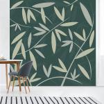 Papier peint intissé 250 cm X 250 cm, vert foncé avec motif feuilles de bambou clair. Décorez votre intérieur avec ce produit unique.
