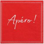 Papstar 20 Serviettes, 3 plis pliage 1/4 25 cm x 25 cm rouge "Apero" - rouge papier 87715