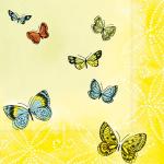 Serviettes de table Papstar jaunes à motif papillons 