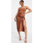 Robes mi-longues Parallel Lines marron en satin mi-longues Taille XL pour femme en promo 