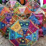 Parapluies de mariage multicolores en coton look vintage pour femme 