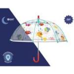 Parapluie enfant cloche transparent bleu et jaune - Bordure réflechissante - Poignée rouge - Parapluie Garçon - Poisson
