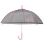 Parapluie enfant transparent gris - Bordure réflechissante - Poignée rose