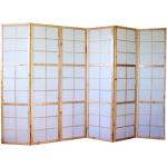 Paravent 6 panneaux pans en bois naturel et papier riz 175x264cm PAR06036