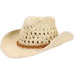 Chapeaux Fedora beiges en paille Pays 56 cm Taille L look fashion pour homme 