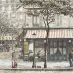 Paris Art Mural Ancien Français De Lithographie Cafe Durand