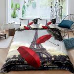 Linge de lit rouge en polyester à motif USA Tour Eiffel 200x200 cm 