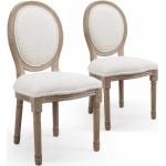 Chaises en bois blanc crème en bois à motif France matelassées en lot de 2 scandinaves 