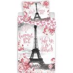 Housses de couette roses en lin Tour Eiffel 