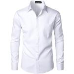 Chemises de mariage blanches col italien lavable à la main à manches longues Taille XXL look urbain pour homme 