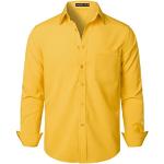 Chemises unies de printemps jaunes lavable en machine à manches longues Taille 3 XL classiques pour homme 