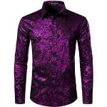 Chemises vintage pour la Saint-Valentin violettes à motif paisley lavable à la main Taille S look urbain pour homme 
