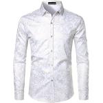 Chemises vintage pour la Saint-Valentin blanches à motif paisley lavable à la main Taille L look urbain pour homme 