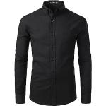 Chemises oxford noires en coton mélangé lavable en machine à manches longues Taille 3 XL look urbain pour homme 
