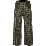 Part Two Women's Pants Cropped Length Wide Legs High-Waisted Checked Fabric