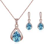 Parures de bijoux de mariée bleus clairs en cristal finition polie en diamant look fashion pour enfant 