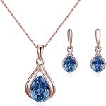 Parures de bijoux de mariée bleus foncé en cristal finition polie en diamant look fashion pour enfant 