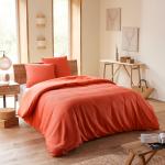 Parure de draps 4 pièces Unicolore Orange pour lit 160 x 200 cm