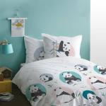 Linge de lit Matt&Rose vert d'eau en coton à motif pandas 140x200 cm pour enfant 