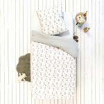 Housses de couette kaki en coton à motif animaux 140x200 cm 