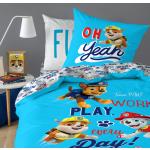 Linge de lit bleu en coton Pat Patrouille en promo 