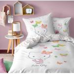 Linge de lit Sanrio blanc en coton à motif papillons Hello Kitty 140x200 cm pour enfant en promo 