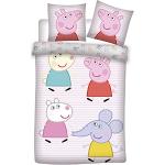 Housses de couette en coton à motif éléphants Peppa Pig lavable en machine 100x135 cm pour enfant 