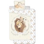 Housses de couette beiges en coton à motif lions Le Roi Lion Simba 140x200 cm pour enfant 