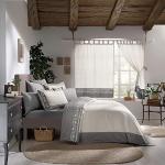 Linge de lit gris en coton style campagne 