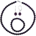 Bracelets de perles violets en argent à perles pour femme en promo 