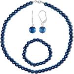 Bracelets de perles bleus en argent à perles pour femme 