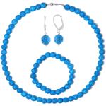 Bracelets de perles bleus en argent à perles pour femme 