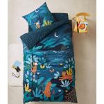 Housses de couette Vertbaudet bleues tropicales en coton à motif animaux 140x200 cm pour enfant 