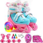 DHTOMC Roller Shoes avec Lumière LED Adulte Chaussure Roller Fille Kick  Roller Skate Shoes Patins a roulettes 4 Roues Patins a roulettes Casual