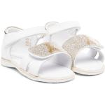 Sandales plates blanches en caoutchouc à strass à bouts ouverts à scratchs Pointure 22 en promo 