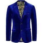 Vestes de costume bleu roi en velours à motif papillons Taille S classiques pour homme 
