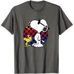 T-shirts gris à carreaux Snoopy Taille S classiques pour homme 